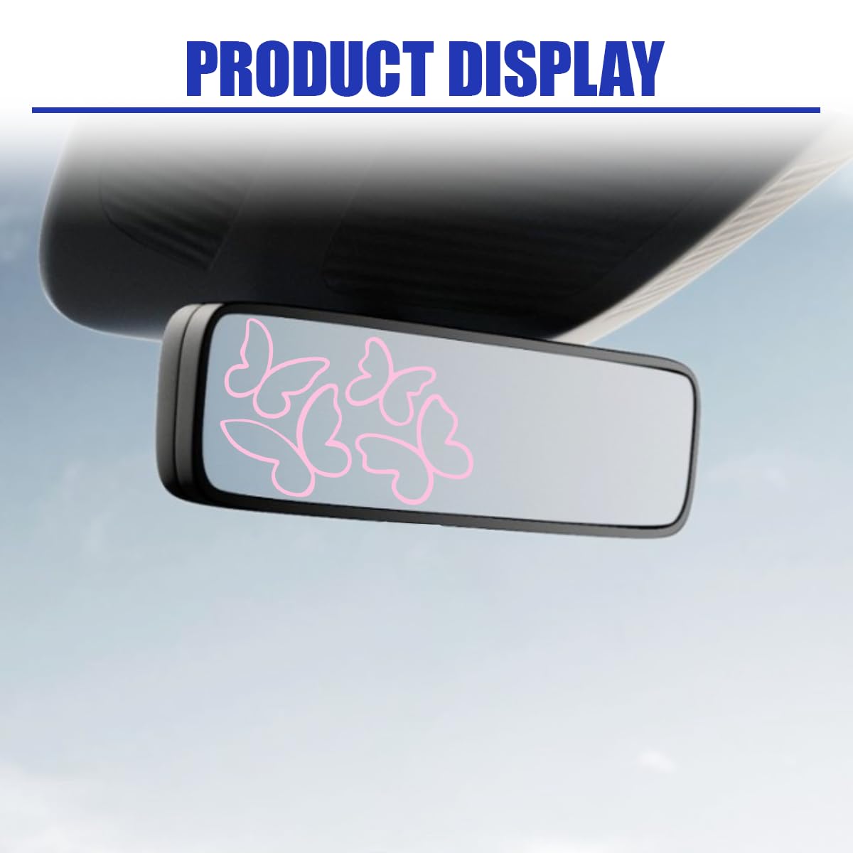 KPFILEH Butterfly Car Mirror Stickers, Cute Rearview Mirror Accessories, Vinyl Waterproof Car Decorations, Removable Automotive Decals for Window Water Bottle Laptop(Pink)