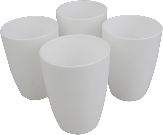 Wheat Straw Cups Set of 4, Drinking Cup Reusable Cups, Dishwasher Safe 12 oz for Kitchen, Home, Office, and Outdoor Use (White)