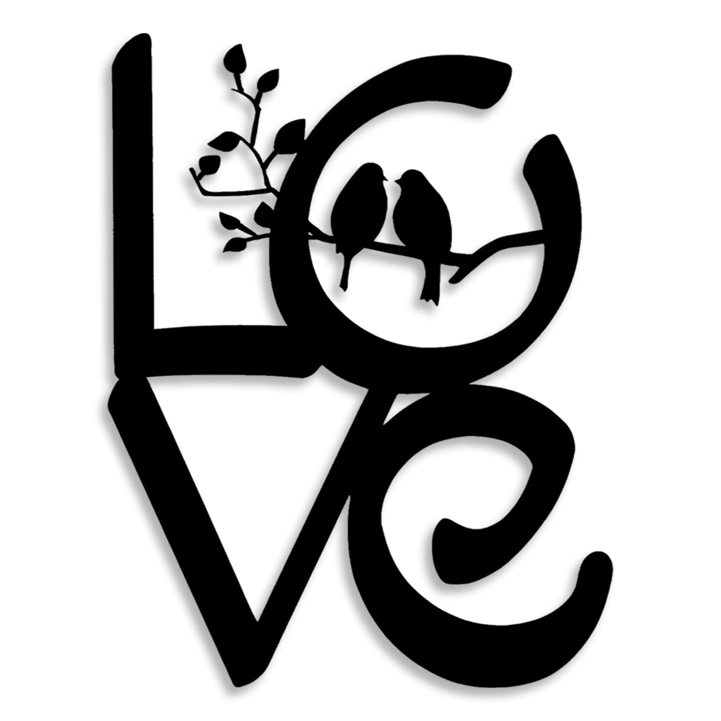 LIYOUYA LOVE Tree Couple Bird Metal Wall Decor - Love Art Room Decor Black Wall Art Home Decor for Living Room, Bathroom, Bedroom, Dining Room (Black)