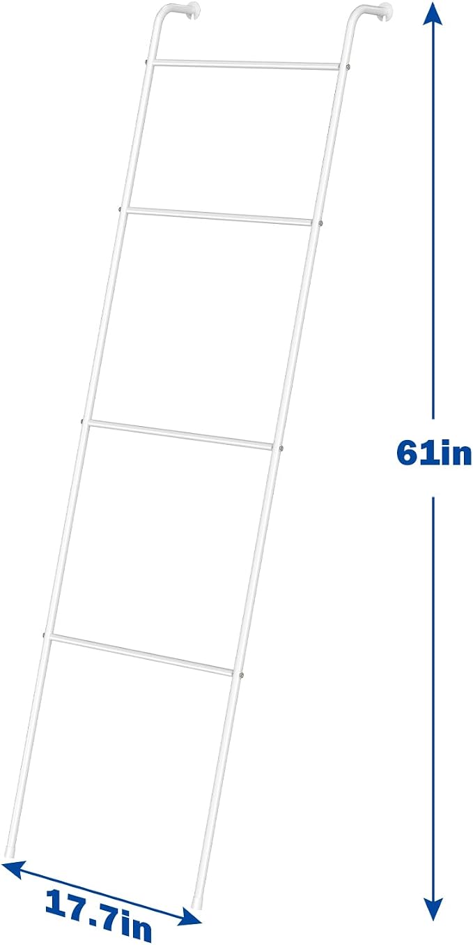 2 Pack Blanket Ladder Decorative Towel Rack Holder for Bathroom, Wall Leaning Metal Drying Quilt Stand for Living Room Bedroom Farmhouse Home Decor, for Women Mom Mother Her Wife - White