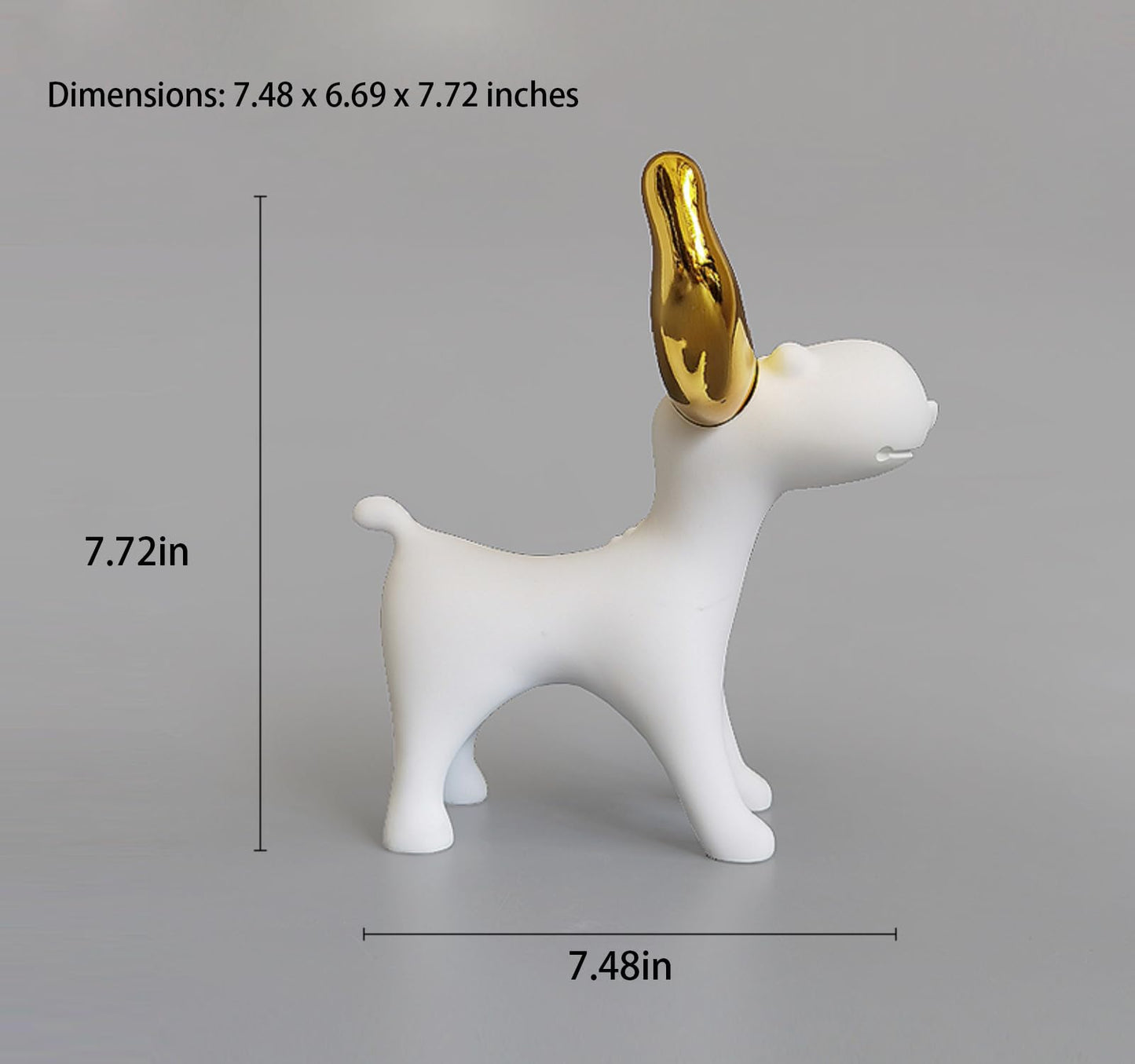 ZMLOOK Modern White Resin Deer Figurine with Gold Antlers – 7.48 x 69 x 7.72 Minimalist Animal Sculpture for Home & Desk Decor(Standing/Reclining Style)