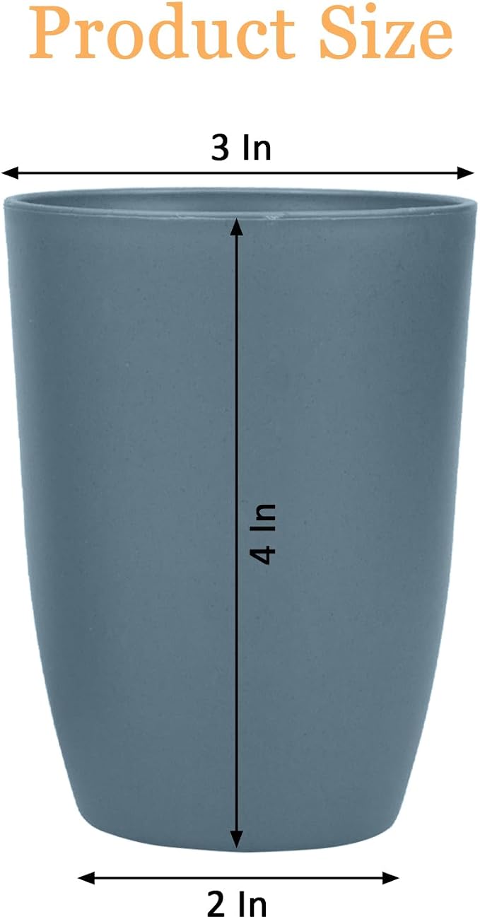 Wheat Straw Cups set of 4, Unbreakable Drinking Cup, Reusable Cups, Dishwasher Safe, 12 oz for Kitchen, Home, Office, and Outdoor Use (Dark BLue)