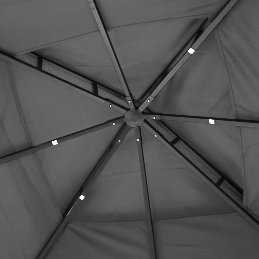 Anthracite Steel Gazebo with Sidewalls, 118.1"x118.1" Outdoor Canopy Tent, Double-Tiered Roof, Patio for Garden Parties Outdoor Structures
