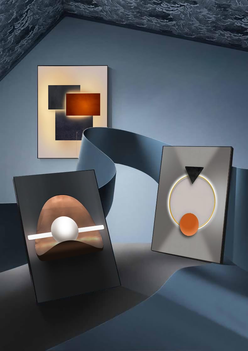 ARTFEB Large Framed Bright Modern Wall Art for Living Room Bedroom Office Abstract Gray Wall Painting 3 Piece Set Wall Decor (Black, 24" X 32" X 3 pieces)