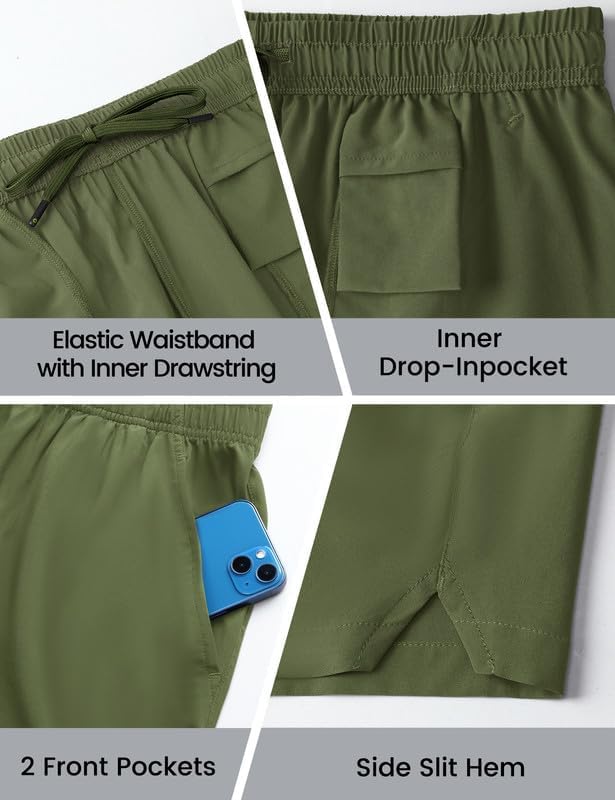 Nepest Men's 5?™â€?Athletic Running Shorts with Pockets, Lightweight Quick Dry Gym Workout Training No Liner Shorts