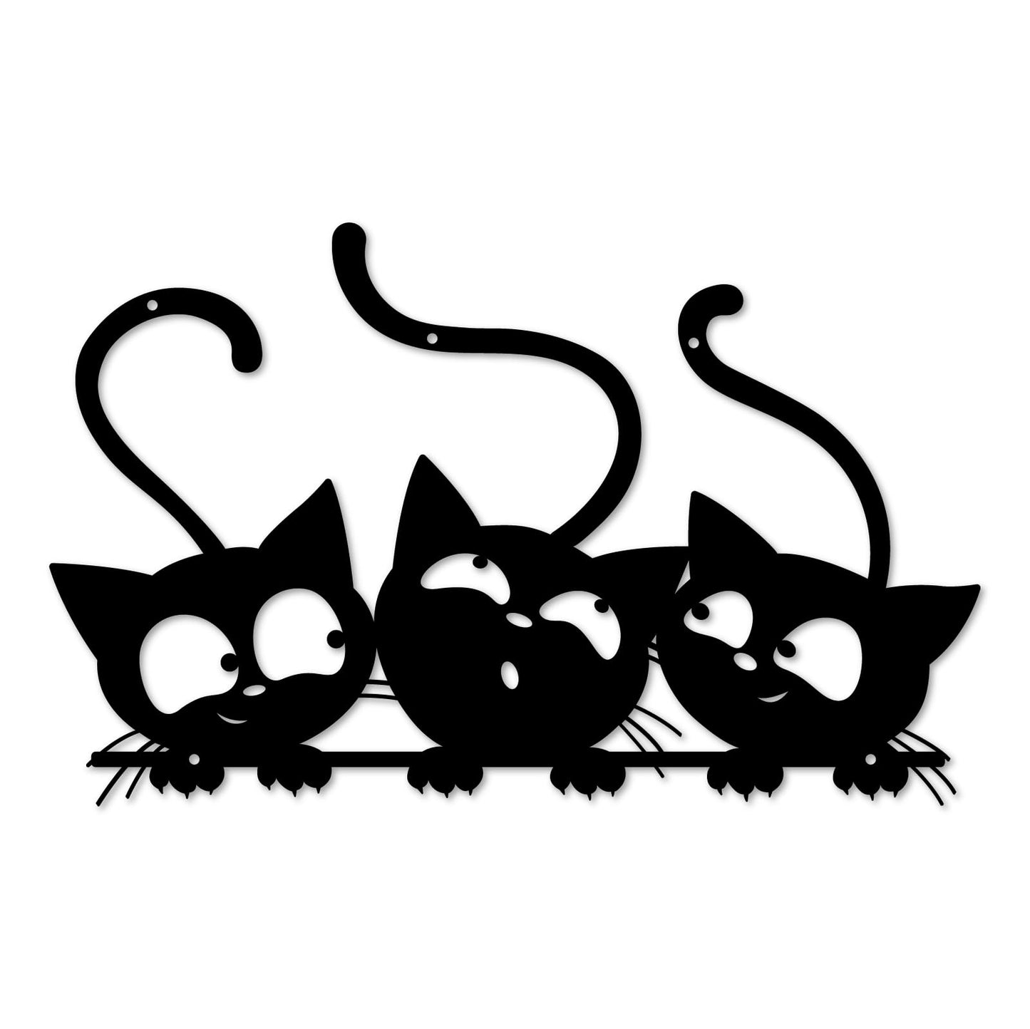 Monlyey Three Black Cat Wall Art, Metal Cat Wall Decor, Black Cat Wall Sculpture For Cats Lover, Minimalist Room Living Room Patio Wall DéCor (Length:12 Inches)