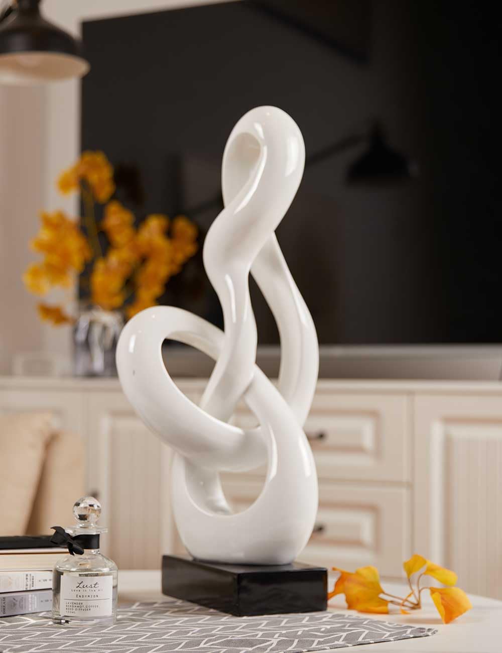 NENBOLEC Music Note Statue Treble Clef Sculpture Modern Home Decor Piano Gift Art for Bookshelf Desktop Office Table Home White 23 Inch