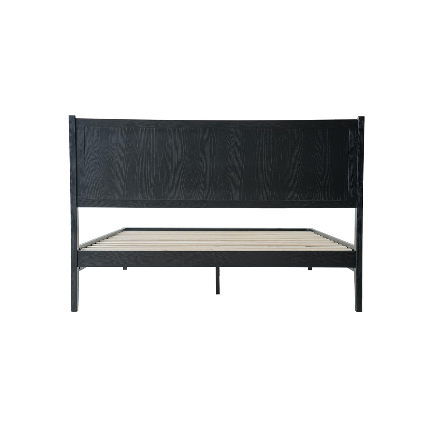 King Size Platform Bed Frame, Solid Wood Bed with Headboard & Footboard, 12 Sturdy Slats with Centre Metal Legs, No Box Spring Needed, Noise-Free & Anti-Slip, Easy Assembly, Ebony Oak Finish OLK-35