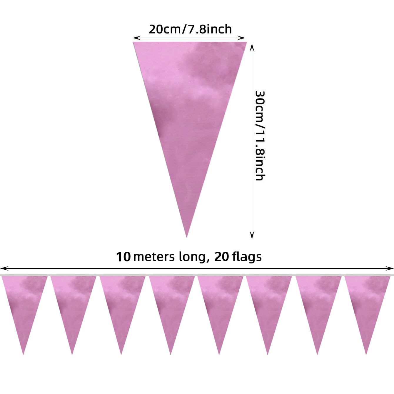 40M/130FT Rose red Triangle Pennant Banner Flag Metallic Fabric Bunting Garland for Christmas Graduation Wedding Engagement Anniversary Bachelorette Birthday Bridal Shower Valentines Hen Party Supplies