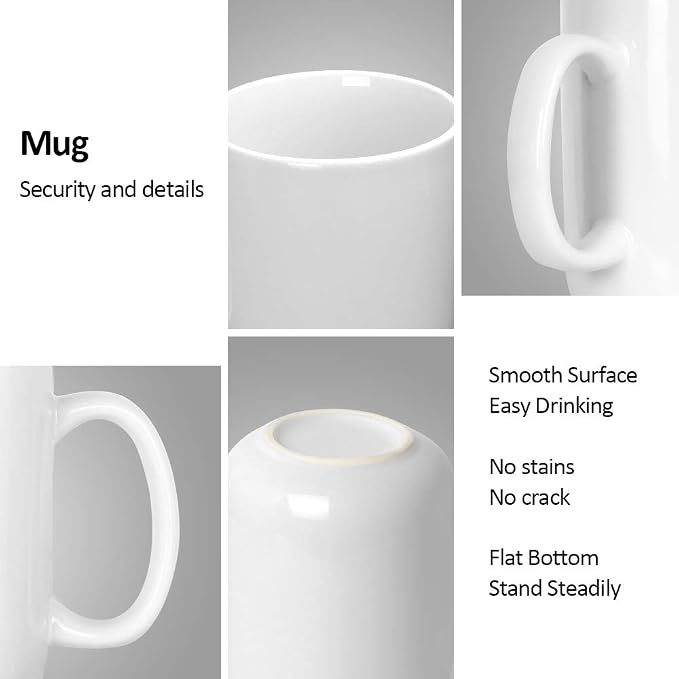 harebe 20 OZ Large Coffee Mug, Smooth Ceramic Tea Cup for Office and Home, Big Capacity with Handle, White