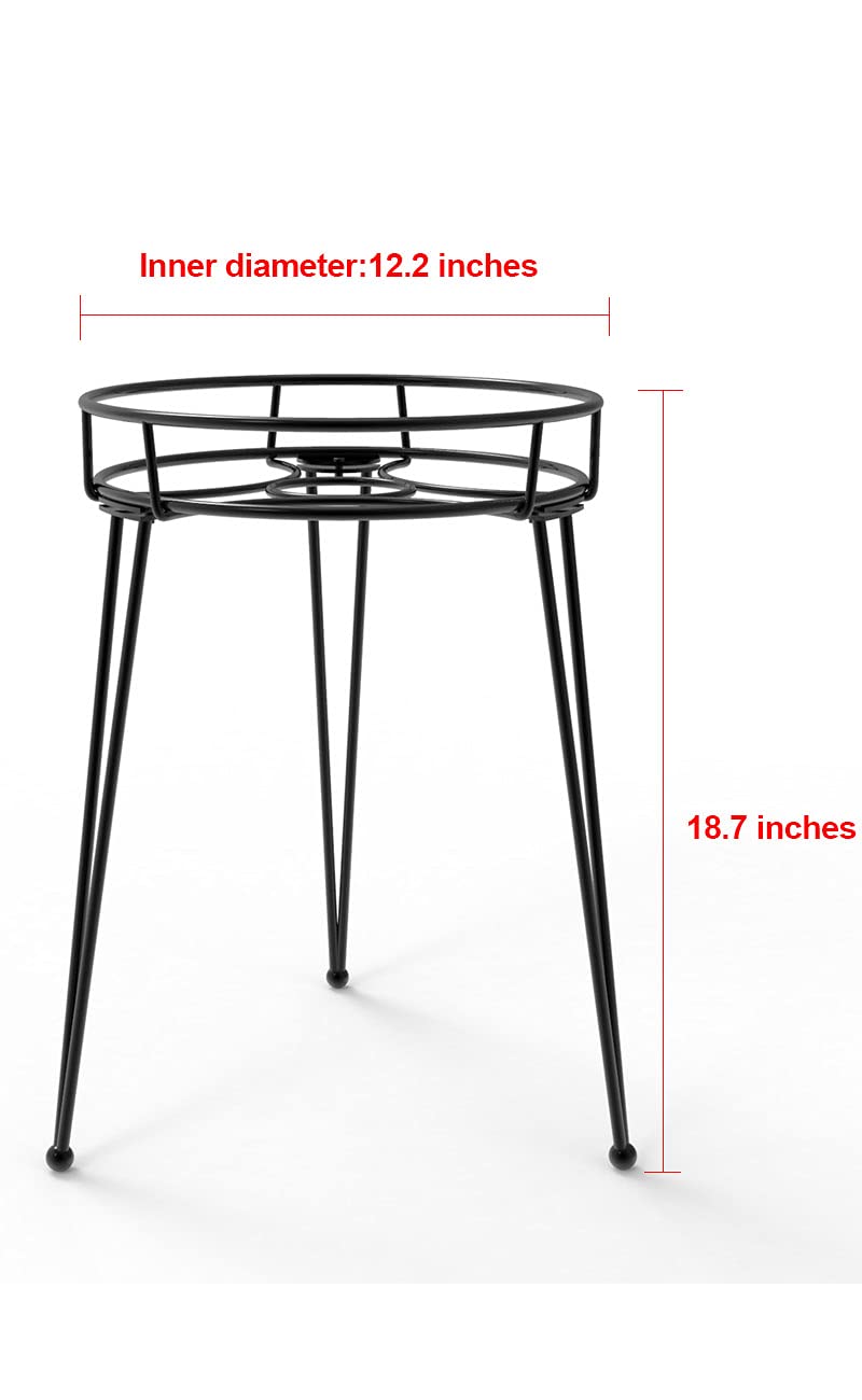 iLTreFlo Midcentury Modern Metal Potted Plant Stand 18.7 inches Tall Flower Pot Holder Large Rustproof Iron Garden Container Heavy Duty Rack for Planter,Black (18.7 inches Tall Black)