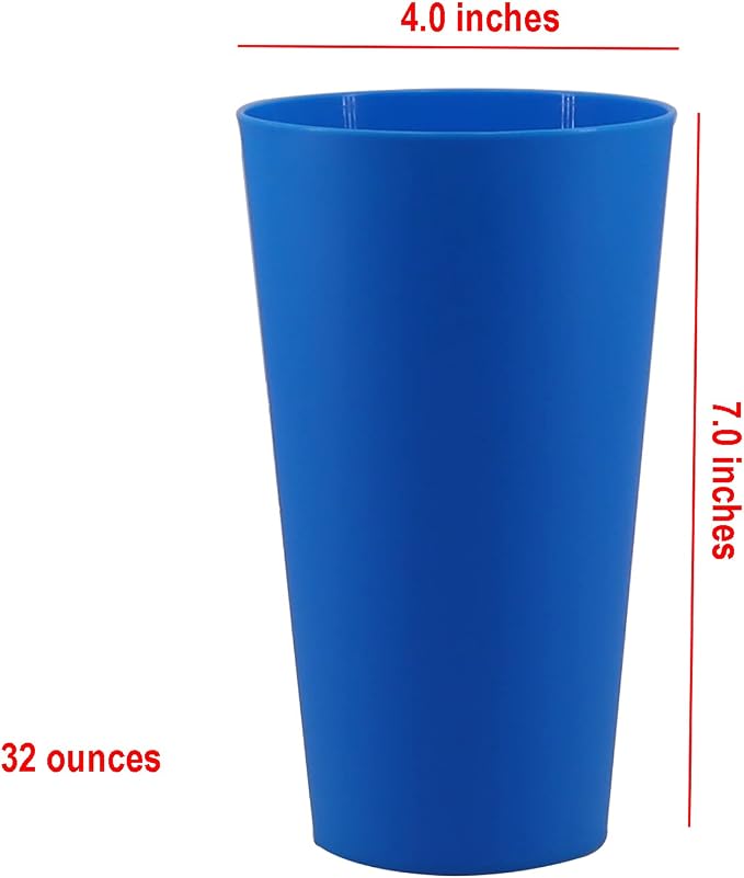 AOYITE 32 ounce Reusable Plastic Tumblers Set, BPA-Free and Dishwasher Safe Drinking Cups, Kids Glasses Set of 12 in 6 Assorted Colors For Indoor Outdoor Use