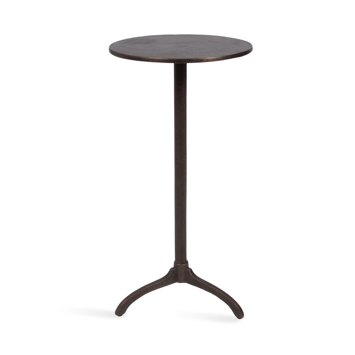 Kate and Laurel Henshall Mid-Century Metal Round Side Table, 12 x 12 x 24, Bronze, Sand Cast Aluminum Sculptural Indoor Plant Stand with Tripod Base for Use as End Table or Bedroom Nightstand