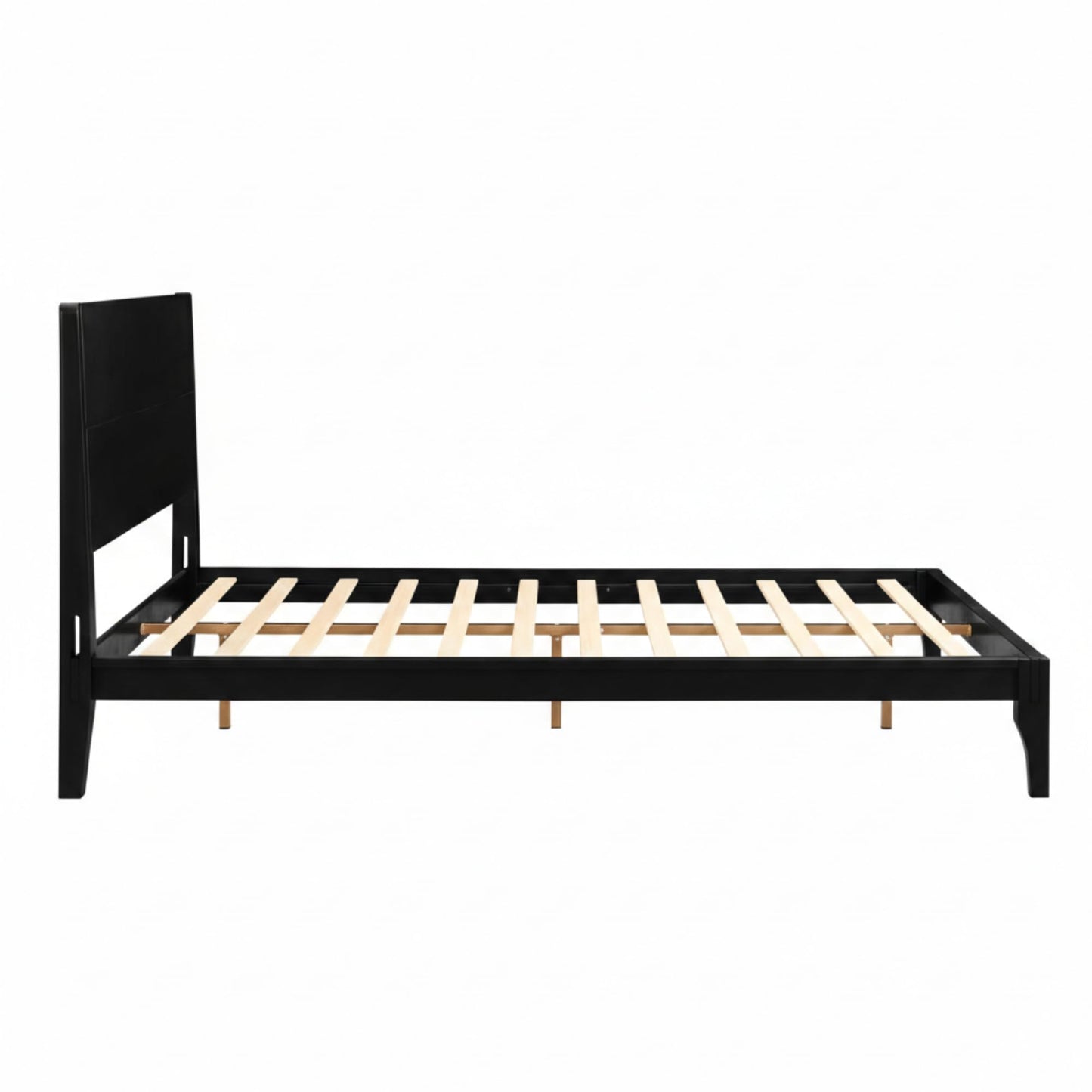 Merax Full Size Bamboo Platform Bed, Mid-Century Modern Bed Frame with Tall Headboard, Solid Sustainable Bedframe Full-Size, Wood Slat Support, No Box Spring Needed, Easy Assembly, Noise Free, Black