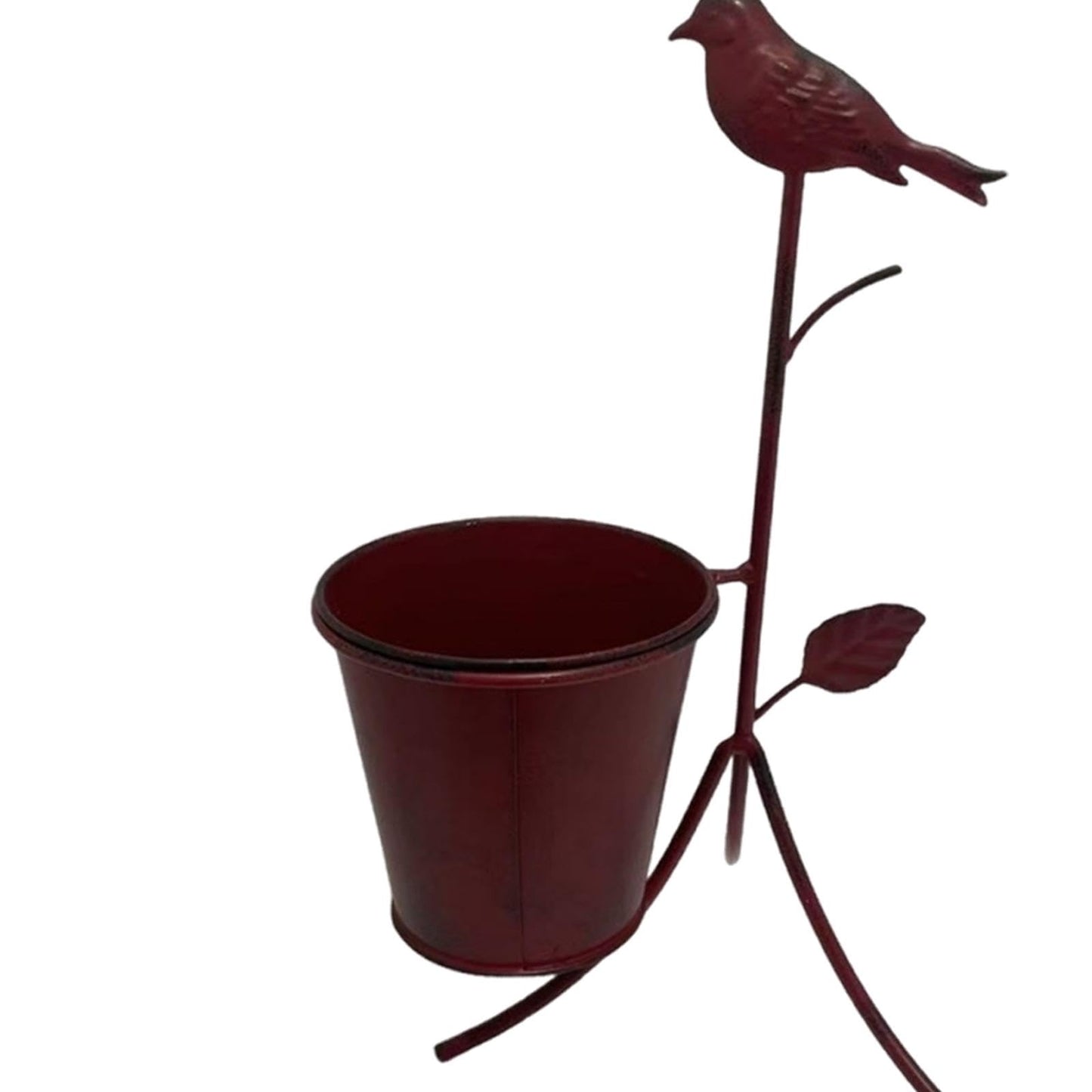 Leefasy Metal Planter Stand Plant Bucket Ornament,Rustic,Sturdy,Creative Flower Pot Holder Decorative for Deck Farmhouse Patio Decor