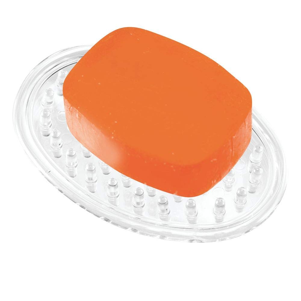 iDesign Plastic Soap Saver, Holder Tray for Bathroom Counter, Shower, Kitchen, 0.75 in. x 3.25 in. x 4.75 in., Clear