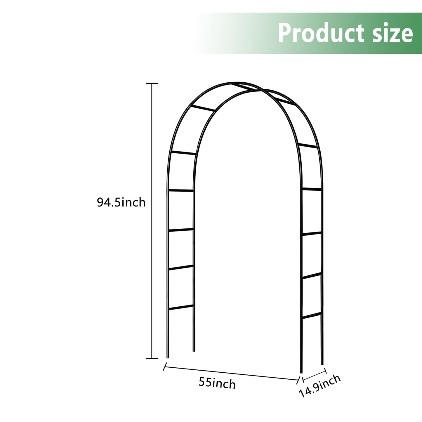 7.9 Ft H x 4.6 Ft W Green Metal Pergola Arbor for Various Climbing Plant Wedding Garden Arch Bridal Party Decoration Wide Arbor