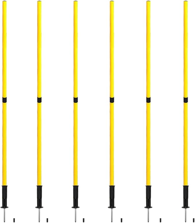 TNZMART Black Spring Agility Training Pole Set Soccer Plug-in Type Dribbling Pole Coaching Sticks for Sports, Traning, Warning