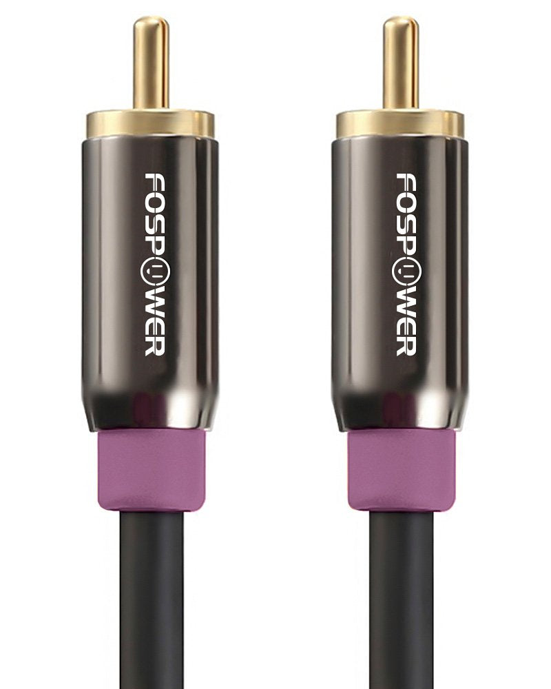 (25 24K FosPower Subwoofer Cable FT) RCA to RCA Audio Stereo Cable, Male to Male - Dual Shielded Cord | Gold Plated