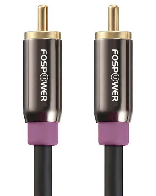 (25 24K FosPower Subwoofer Cable FT) RCA to RCA Audio Stereo Cable, Male to Male - Dual Shielded Cord | Gold Plated