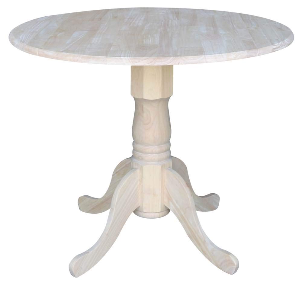 International Concepts 36-Inch Dual Drop Leaf Table, Solid Parawood, Unfinished
