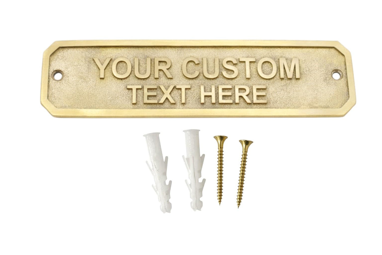 Custom Engraved Solid Brass Name Plate Plaque 22x5 cm – Personalized Door Sign for Home Office Desk Wall Entryway – Custom Text Gift for Business Housewarming