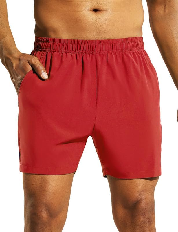 Nepest Men's 5?™â€?Athletic Running Shorts with Pockets, Lightweight Quick Dry Gym Workout Training No Liner Shorts