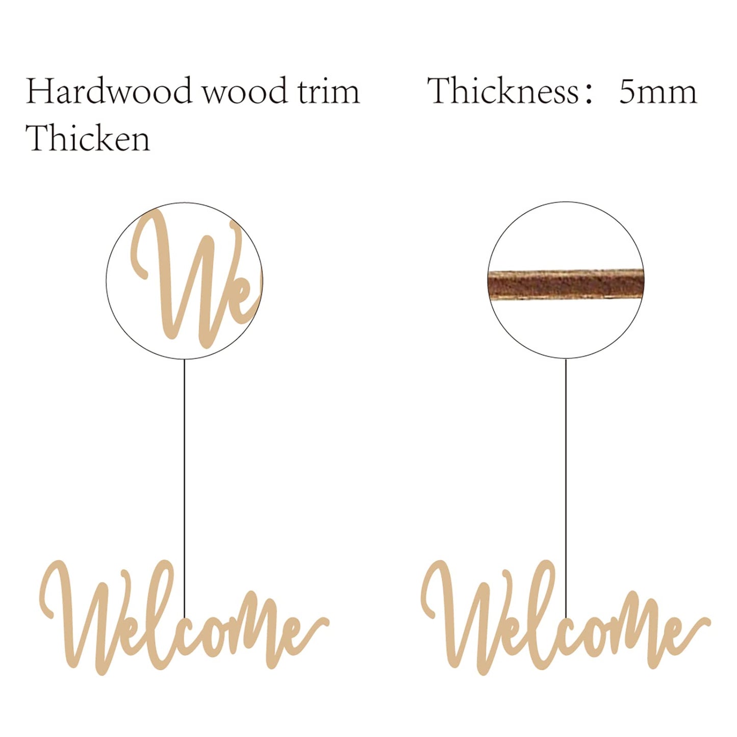 CREATCABIN Welcome Sign Wall Art Decor Welcome Wood Cutout Hanging Welcome Sign Rustic Welcome Sign for Front Door Home Apartment Kitchen Party Garden Farmhouse Porch 12 x 4.7 Inch