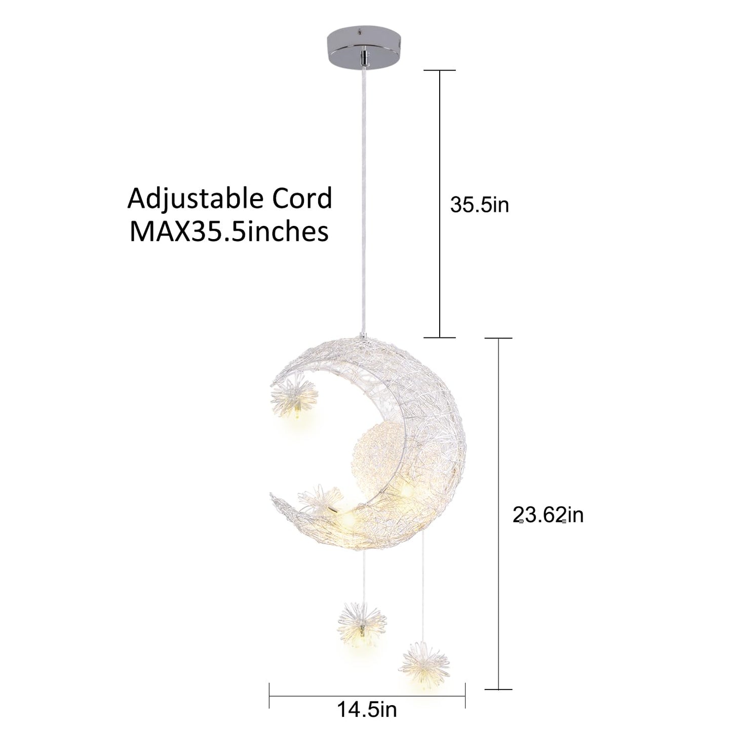 TISLYCO Kids Ceiling Light, Moon Chandelier, Girls Chandelier for Bedroom, Nursery Light Fixture