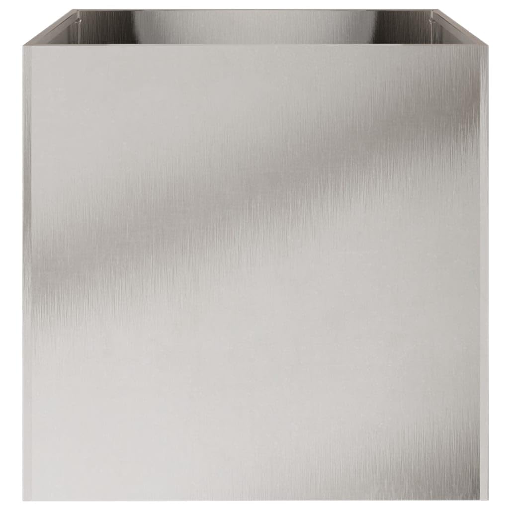 Foknhdi Set of 2 Large Silver Stainless Steel Rectangular Planters 18.5 x 19.3 x 18.1 in, Polished Planter Box for Patio Balcony Living Room Modern Indoor Outdoor Decor