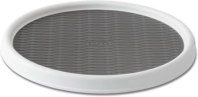 Copco Basics Non-Skid Pantry Cabinet Lazy Susan Turntable,12-Inch,White/Gray,(Pack of 6)