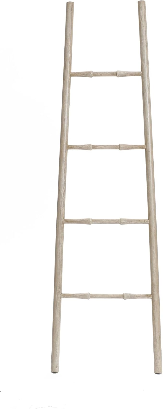LuxenHome Rustic Blanket Ladder, 61'' Birch Wood 4-Rung Blanket Ladder, Farmhouse Towel Rack Stand for Bathroom Living Room Decor, Towel Holder House Furniture, Home Decor Accessories