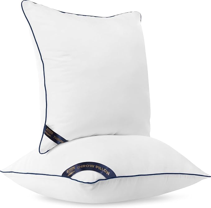 Utopia Bedding Throw Pillow Inserts (Pack of 2, White), 18 x 18 Inches Decorative Indoor Pillows for Sofa, Bed, Couch, Cushion Sham Stuffer