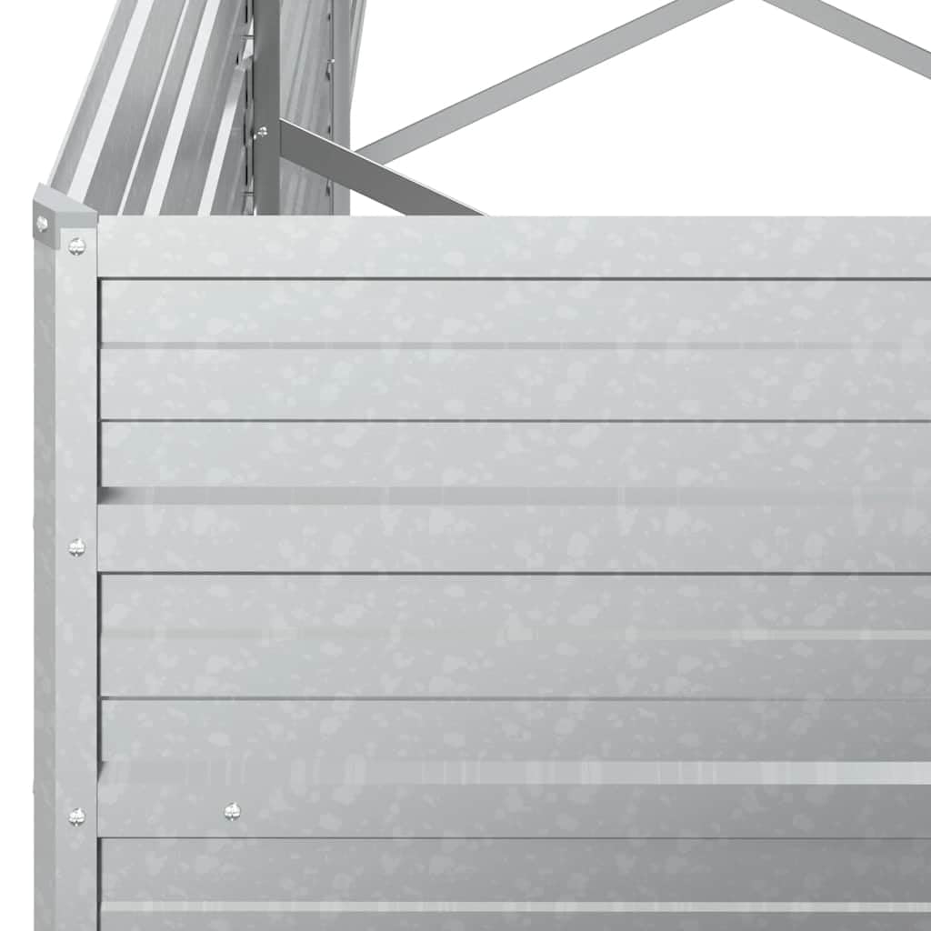 Foknhdi Large Galvanized Steel Raised Garden Bed 126x126x30.3 in Silver Modern Outdoor Planter Box for Vegetables Flowers Herbs on Patio Backyard