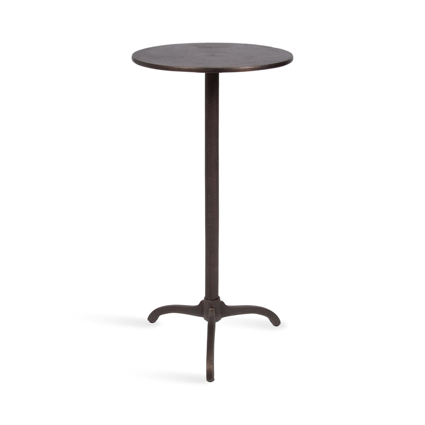 Kate and Laurel Henshall Mid-Century Metal Round Side Table, 12 x 12 x 24, Bronze, Sand Cast Aluminum Sculptural Indoor Plant Stand with Tripod Base for Use as End Table or Bedroom Nightstand