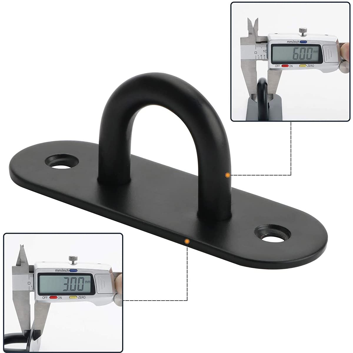 PROVIVID Stainless Steel Ceiling Hooks Pad Eyes Plate 4pcs 2.4" Heavy Duty Hardware Hooks with Screws and Plastic Anchors Wall Mount Top Hook Hanging for Yoga Hammock Boat Sandbag Plant Basket