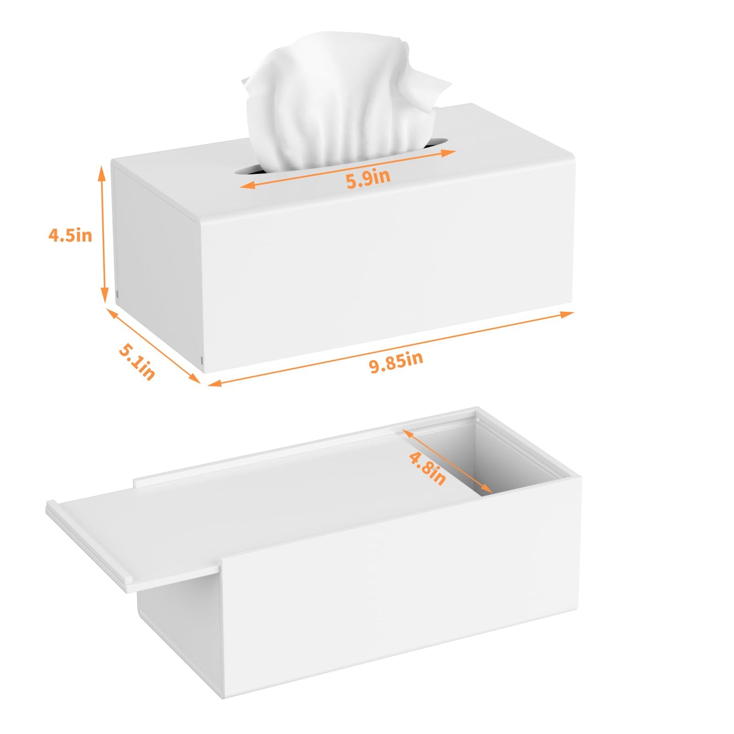 FEMELI Acrylic Tissue Box Cover,Rectangular Facial Tissue Holder Case Dispenser for Bathroom Kitchen Bedroom Office