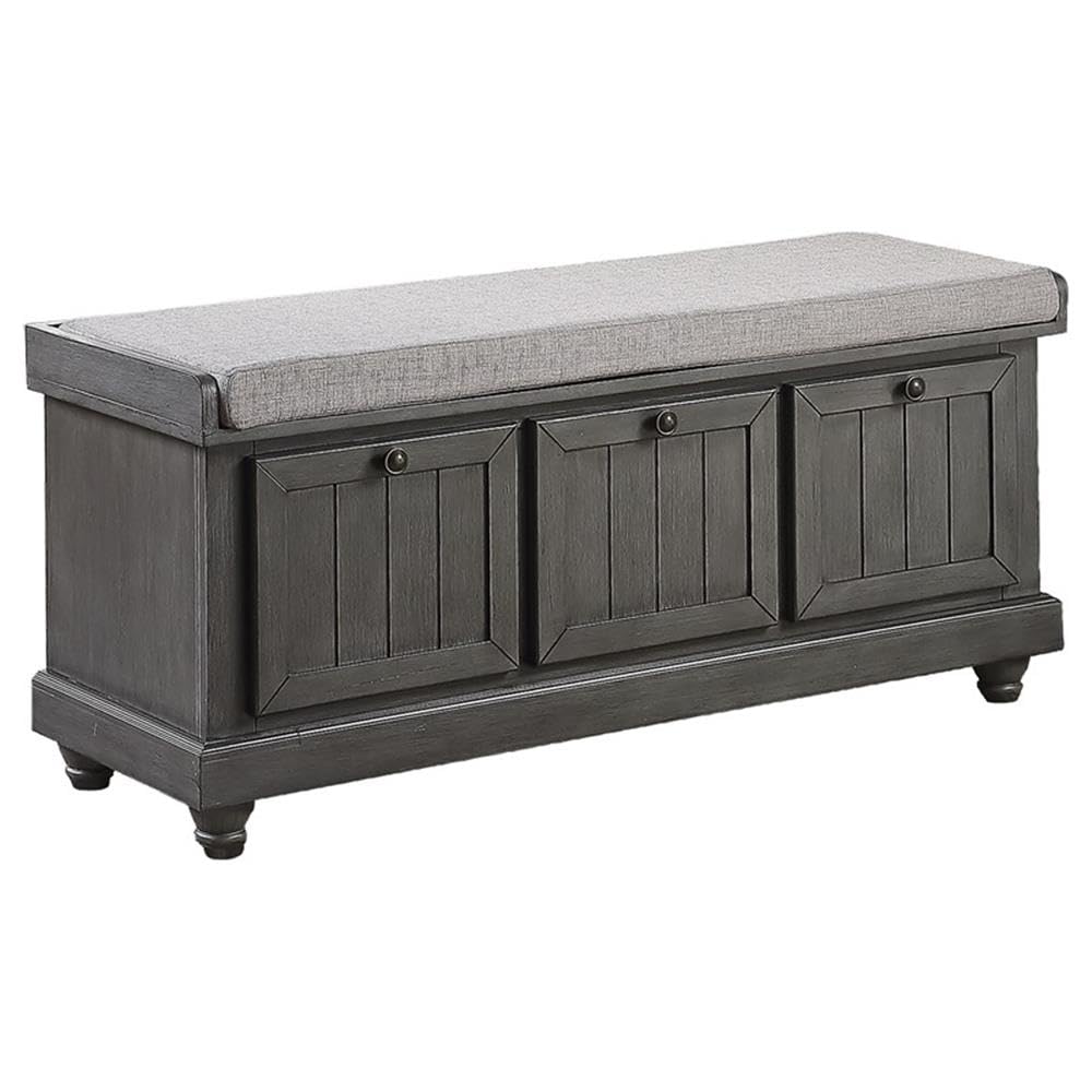 Pousutong Lexicon Woodwell Wood Storage Bench in Dark Gray