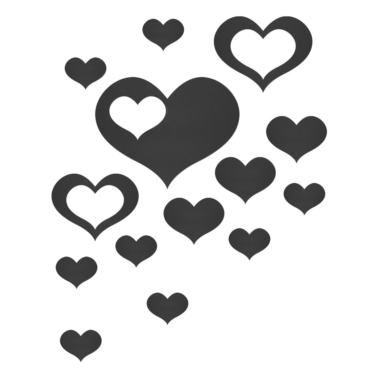 uxcell Acrylic Mirror Wall Stickers, 14Pcs in 1Set Self Adhesive Removable Heart Wall Decals for Home Living Room Bedroom Office DIY Decor (Black)