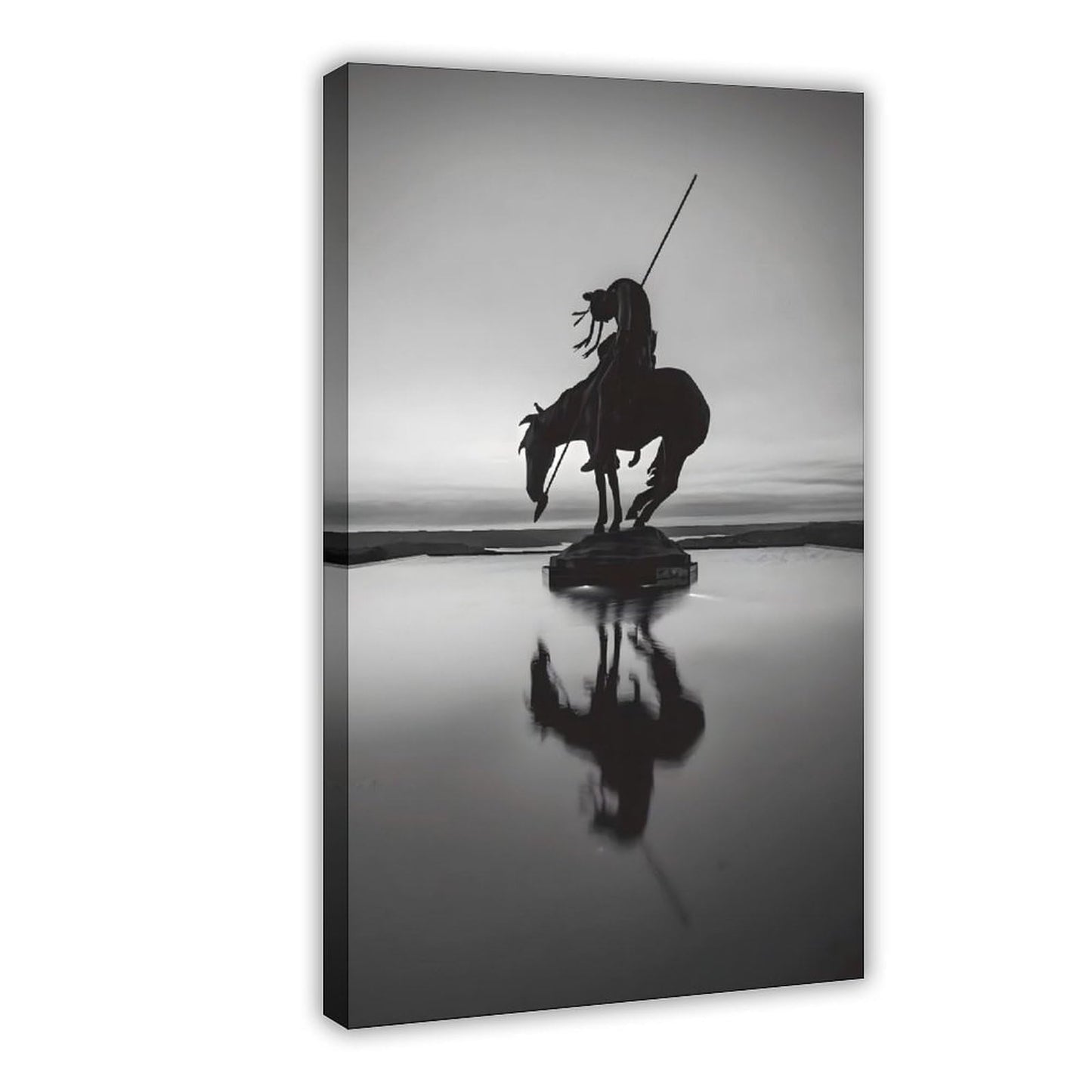 BMtyDG End Of The Trail Silhouette Black And White Canvas Poster Wall Art Prints Room Aesthetic Murals Bedroom And Living Decorations Frame 12x18inch