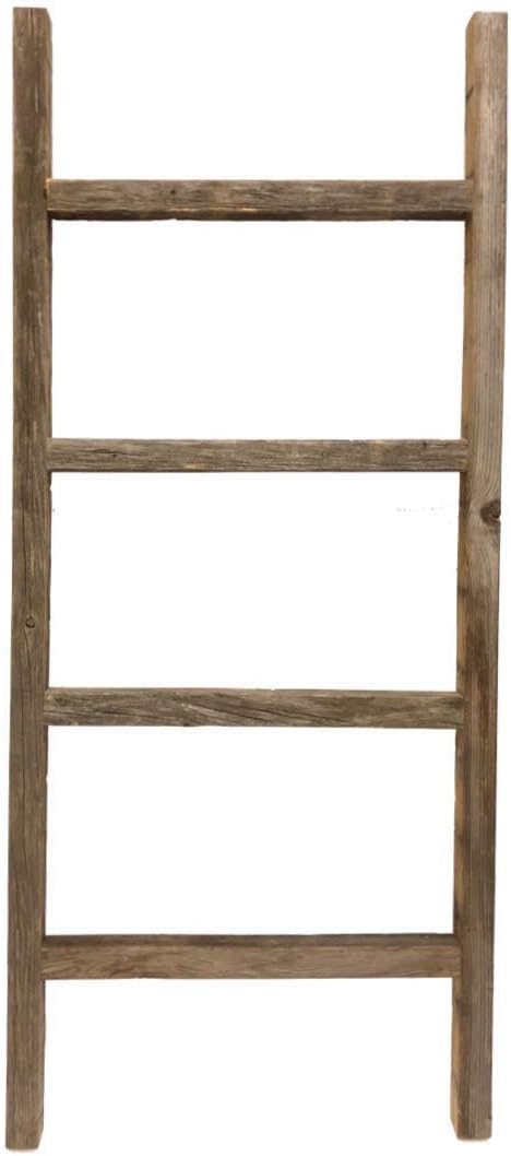 BARNWOODUSA Rustic Farmhouse Decorative Ladder - Our 47 inch Ladder can be Mounted Horizontally or Vertically and is Crafted from Upcycled Wood No Assembly Required Weathered Gray