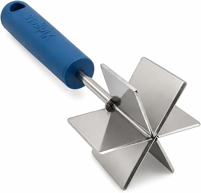 Stainless Steel Meat Chopper & Masher | Dishwasher Safe| 6-Blade Ground Beef Chopper Tool | Hamburger Smasher | Oversized Ergonomic Handle | Soft Grip - 9" (Lagoon Blue)