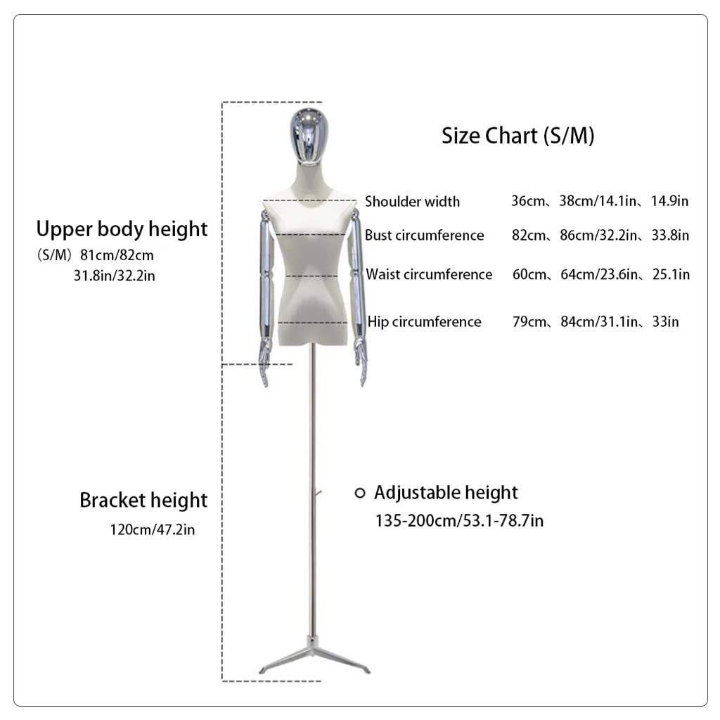 Adjustable Dress Form Mannequin for Women - Medium Size with Tripod, Detachable Head & Arms - Ideal for Sewing, Clothing, Jewelry Display & Craft Projects - Solid Wood Finish
