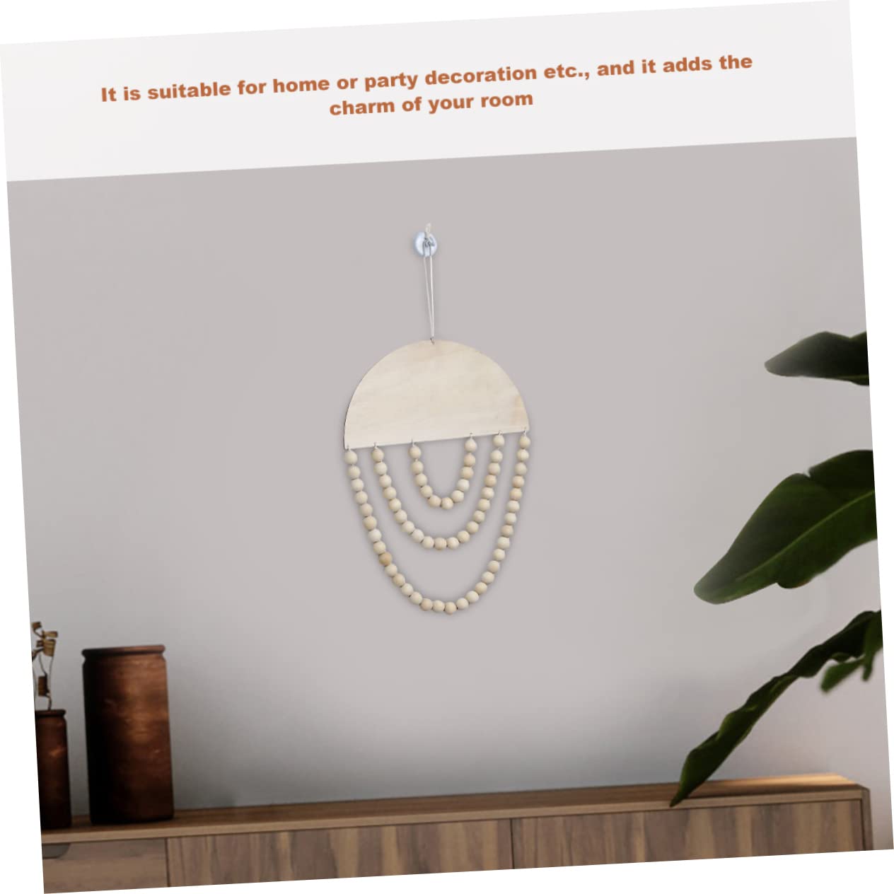 IMIKEYA Bohemian Wooden Bead Wall Hanging Decor Indoor Wall Art Pendant for Bedroom and Living Room Creative Handcrafted Warm Design