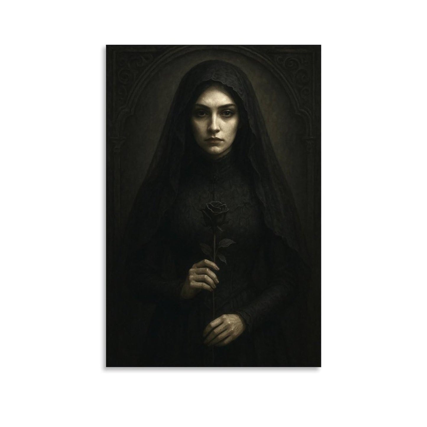 Featuring A Woman Wearing A Black Headscarf Poster Gothic Art Poster Print Modern Decorative Wall Artwork for Home And Office High Definition Print Poster Unframe-style 12x18inch(30x45cm)