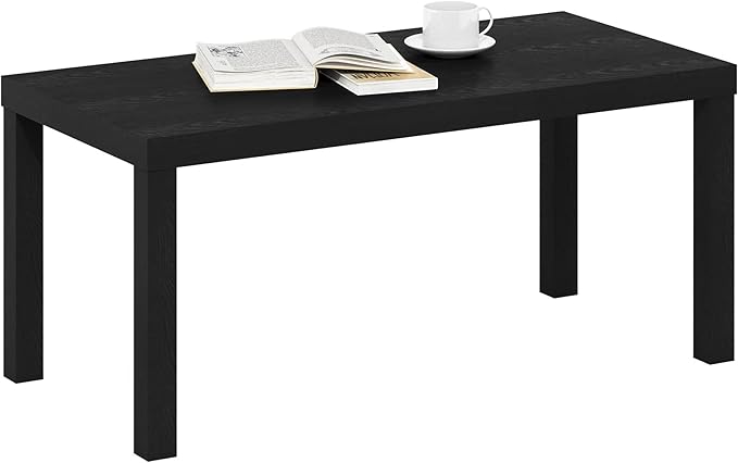 Furinno Classic Coffee Table, Modern Rectangle Coffee Table with 1.8 Inch Thick Tabletop, Side Table for Living Room, Home Office, Classic Black