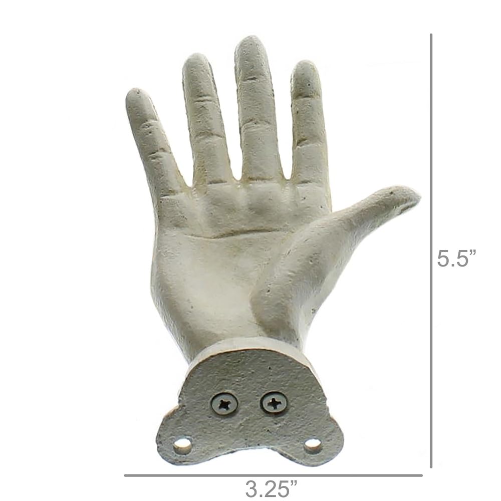 HomArt Wall Mounted Cast Iron Open Hand - Right - Antique White