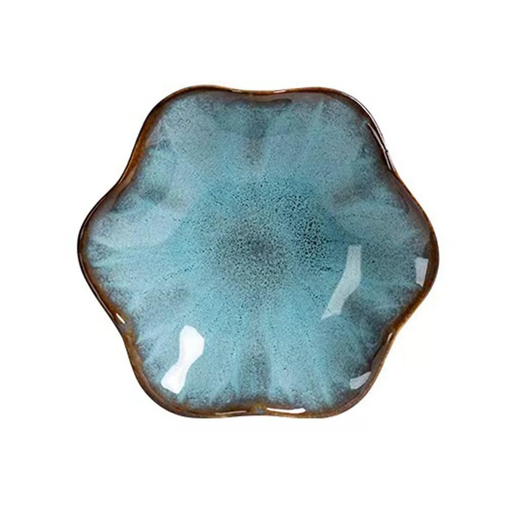 JAMEND CLXP Lotus Leaf Shape Decorative Ring Tray, Small Key Bowl, Ceramic Trinket Tray Jewelry Dish Organizing Necklace Earrings, Home Decoration for Mom Best Friend Sister, Sea Blue.