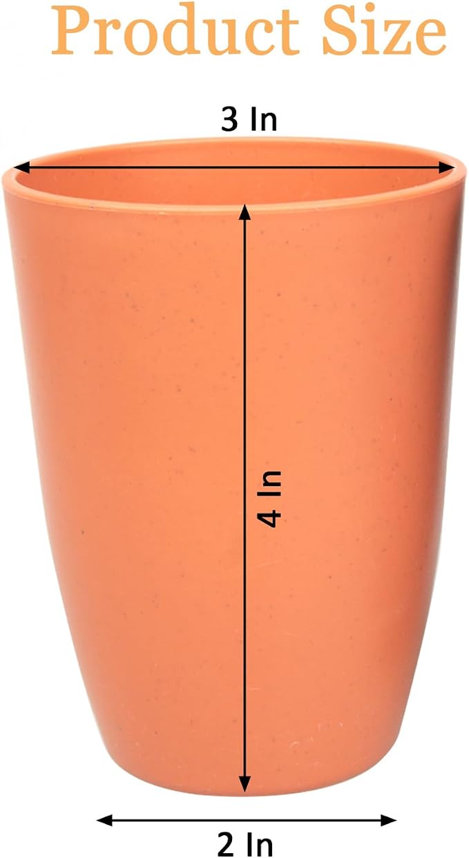 Wheat Straw Cups set of 4, Unbreakable Drinking Cup, Reusable Cups, Dishwasher Safe, 12 oz for Kitchen, Home, Office, and Outdoor Use (Orange)
