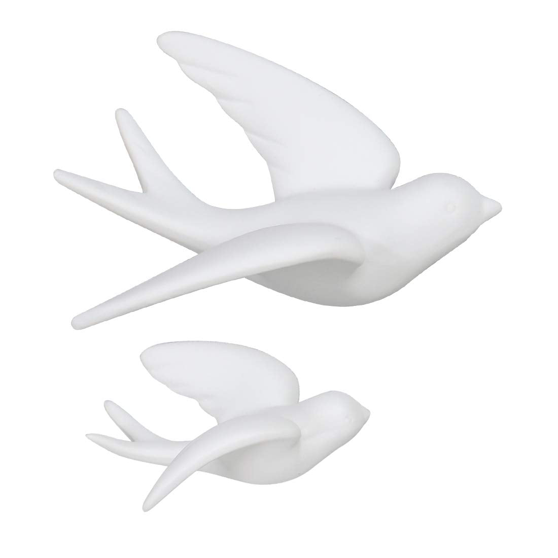 FANWNKI Ceramic Flying Birds Sparrows Wall Mount Hanging Decor-White-2Pack,Right